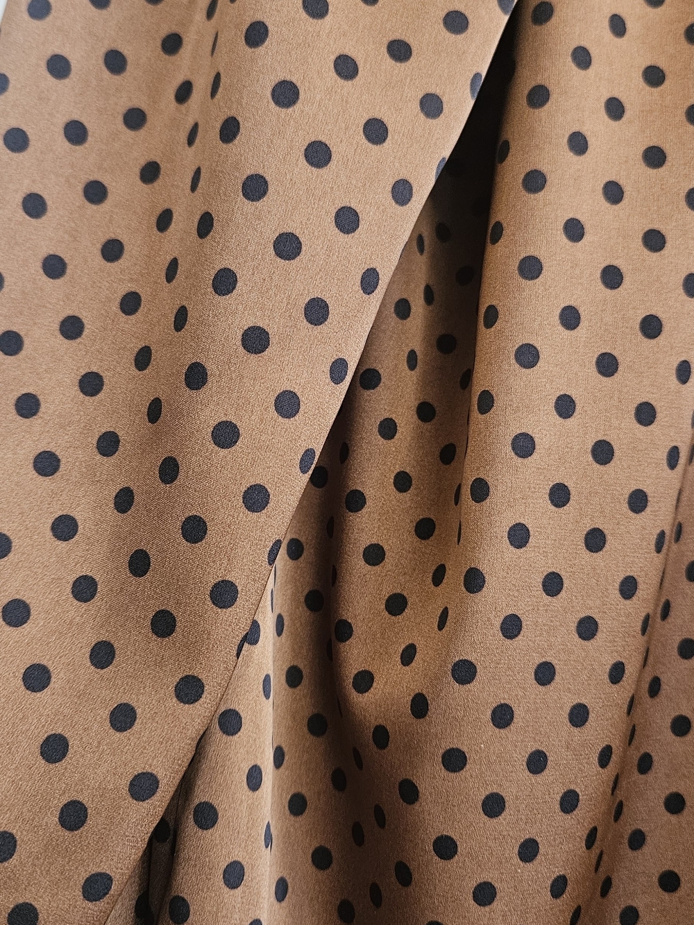 Brown Polka Dot Bow-Neck Blouse - Women SIZE S - Picture 7 of 10
